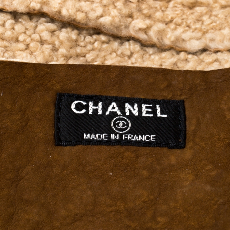 Pre Owned Chanel Tan/Beige Suede and Mouton Fur Reissue Shoulder Bag