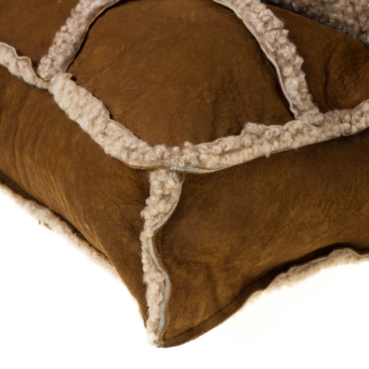 Pre Owned Chanel Tan/Beige Suede and Mouton Fur Reissue Shoulder Bag