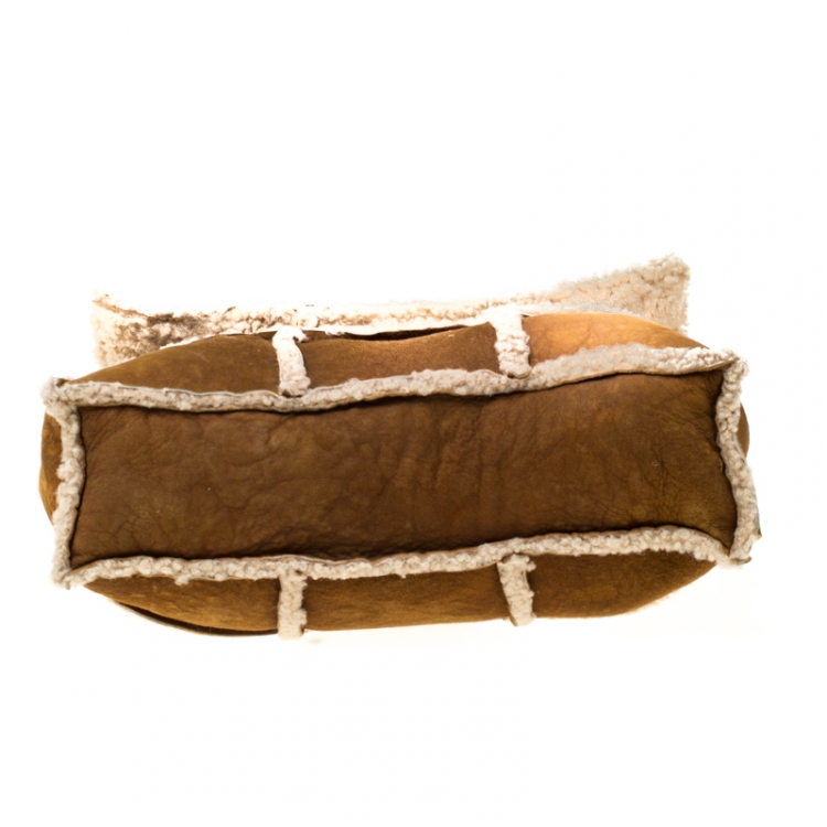 Pre Owned Chanel Tan/Beige Suede and Mouton Fur Reissue Shoulder Bag