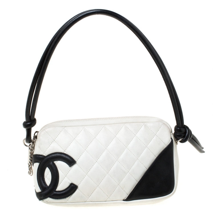Chanel White/Black Quilted Leather Ligne Cambon Pochette Chanel | The  Luxury Closet