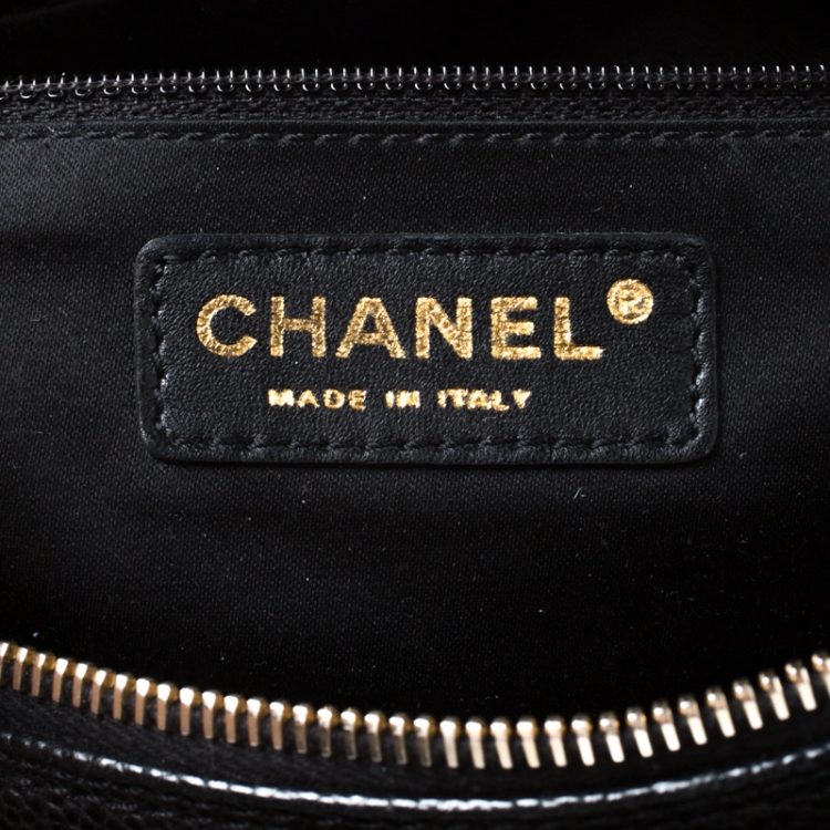 Pre Owned Chanel Black Quilted Caviar Leather Petite Timeless Shopper Tote