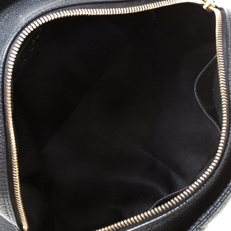 Pre Owned Chanel Black Quilted Caviar Leather Petite Timeless Shopper Tote