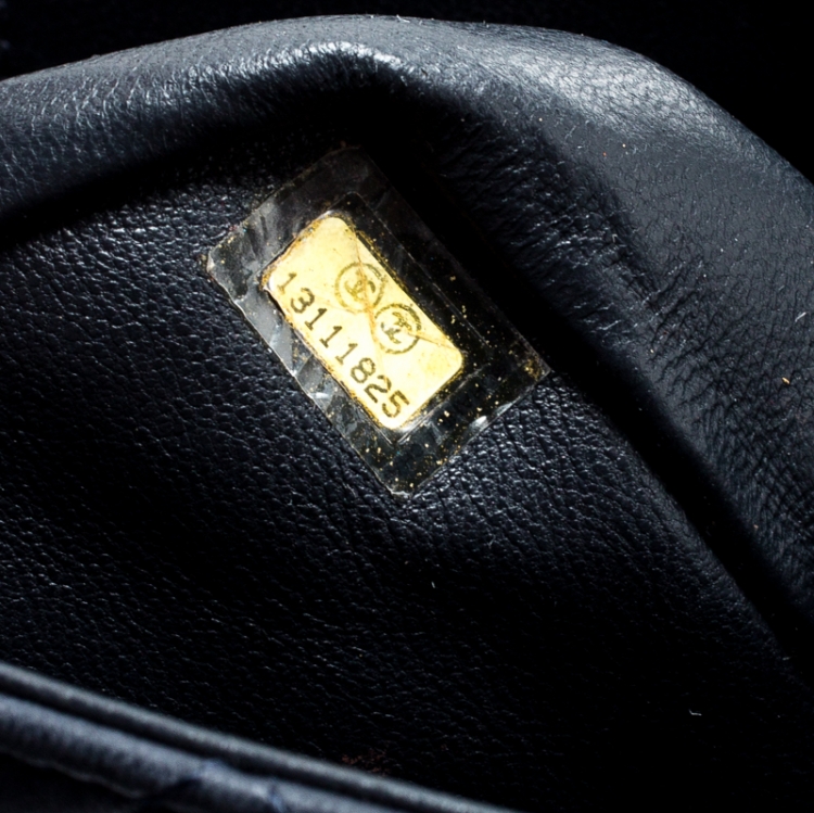Pre Owned Chanel Navy Blue Quilted Leather Jumbo Classic Single Flap Bag