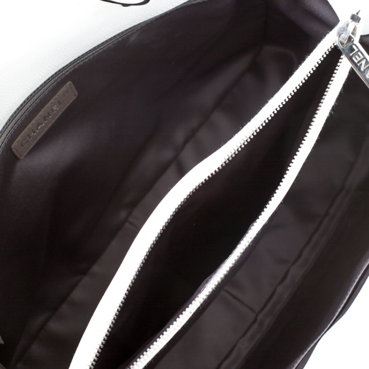 Pre Owned Chanel White Quilted Caviar Leather Grand Shopper Tote