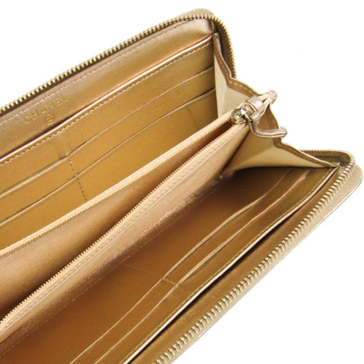 Chanel Matelasse Classic Long Zipped Wallet, Beige