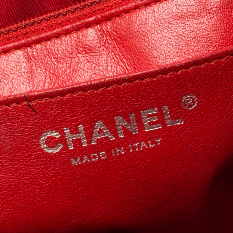Pre Owned Chanel Red Quilted Fabric Jumbo Classic Single Flap Bag