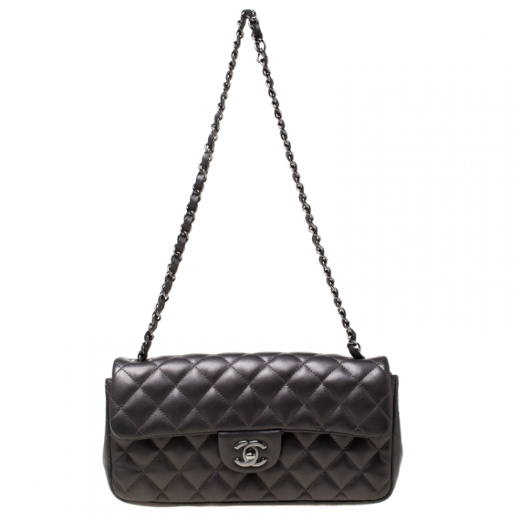 Chanel Grey Quilted Lambskin East West Classic Flap Bag Chanel | The Luxury  Closet