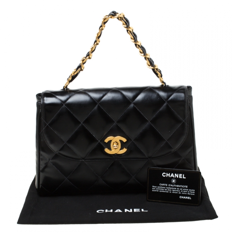 مملوكة مسبقًا Chanel Black Quilted Leather CC Flap Double Chain Bag
