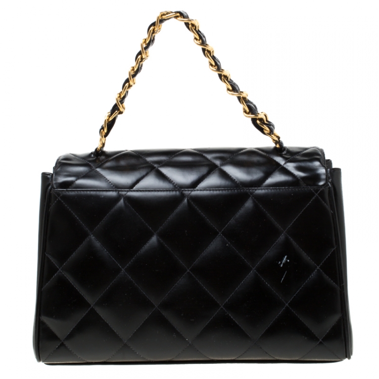 مملوكة مسبقًا Chanel Black Quilted Leather CC Flap Double Chain Bag
