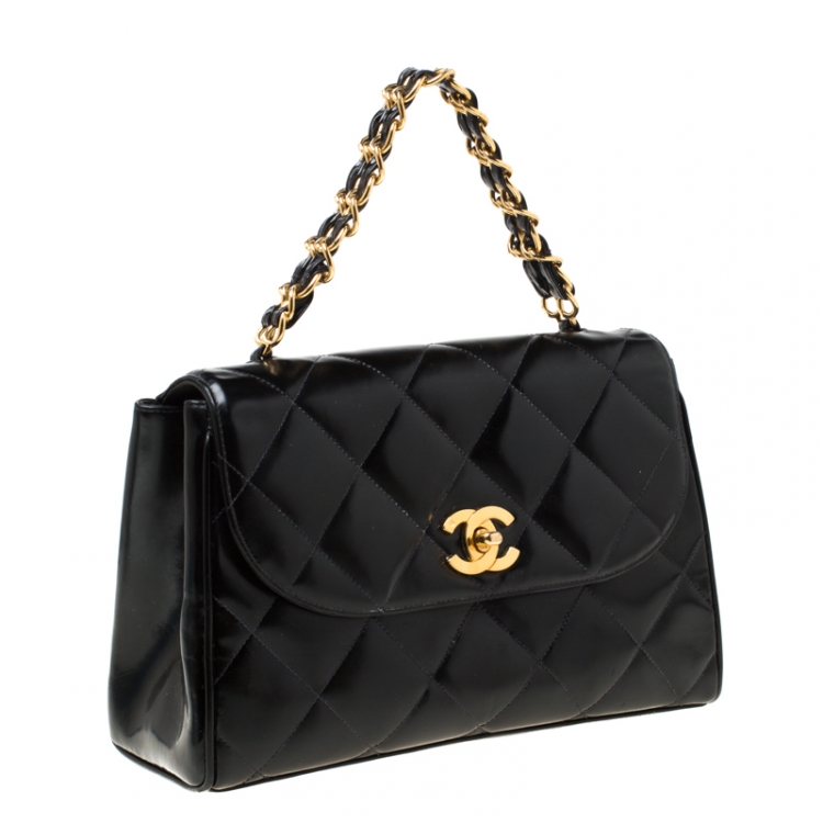 مملوكة مسبقًا Chanel Black Quilted Leather CC Flap Double Chain Bag