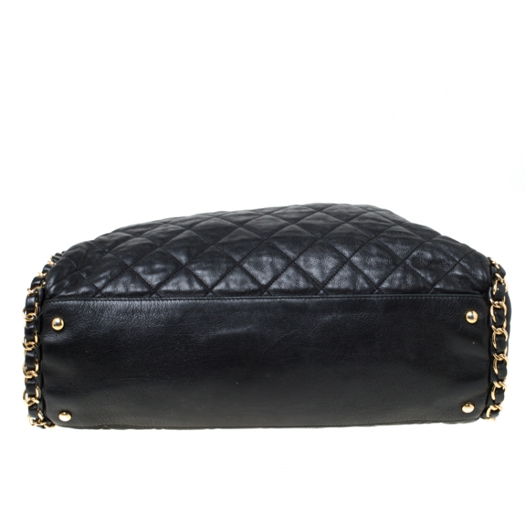 Pre Owned Chanel Black Quilted Leather Large Chain Me Hobo               