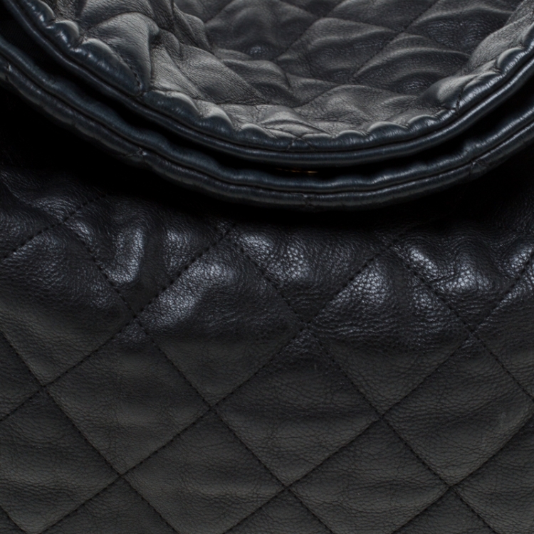 Pre Owned Chanel Black Quilted Leather Large Chain Me Hobo               