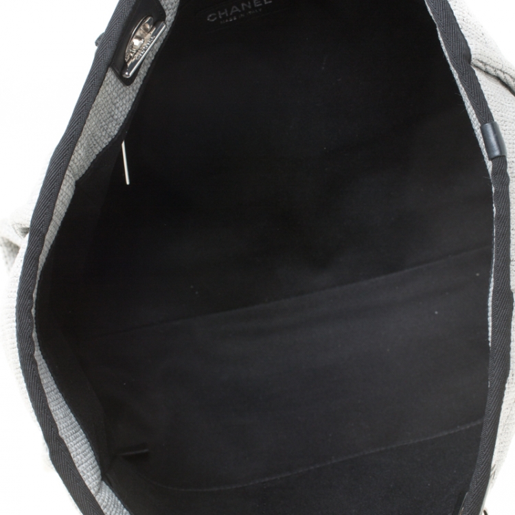 Pre Owned Chanel Grey Canvas and Leather Medium Deauville Shopper Tote