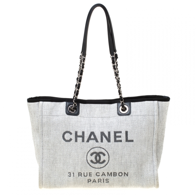 Chanel Grey Canvas and Leather Medium Deauville Shopper Tote Chanel | The  Luxury Closet