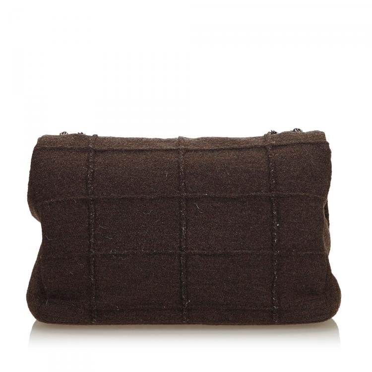 Pre Owned Chanel Brown Wool Reissue 225 Chain Flap Bag