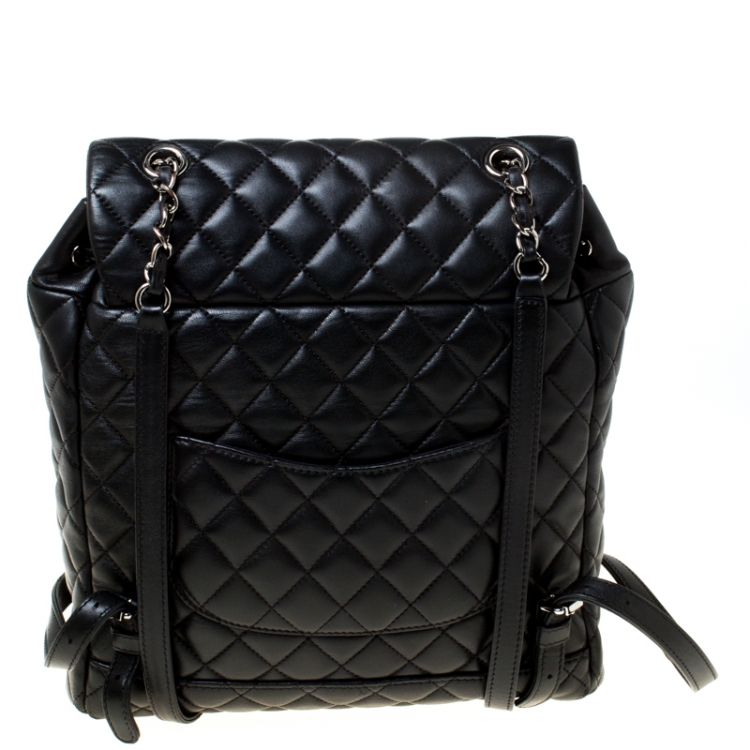 Pre Owned Chanel Black Quilted Leather Large Urban Spirit Backpack 