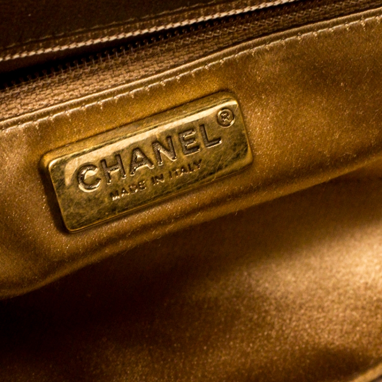 Pre Owned Chanel Bronze Crystal Embellished Leather CC Flap Shoulder Bag