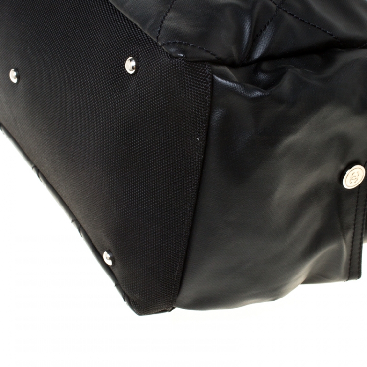 Pre Owned Chanel Black Coated Canvas and Nylon Large Biarritz Hobo