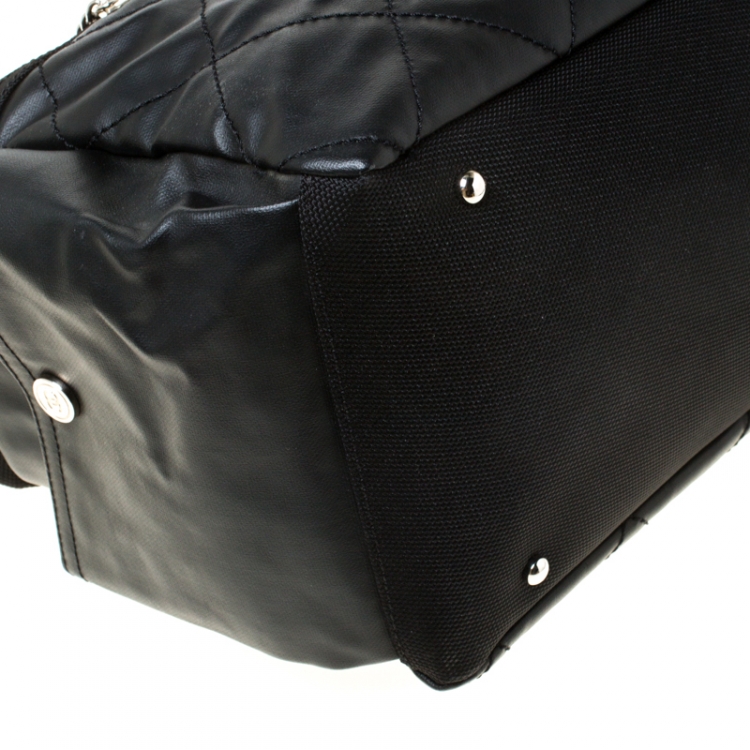 Pre Owned Chanel Black Coated Canvas and Nylon Large Biarritz Hobo