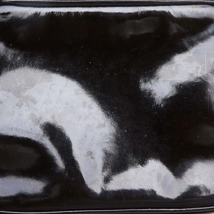 Pre Owned Chanel Black Patent Leather CC Vanity Bag