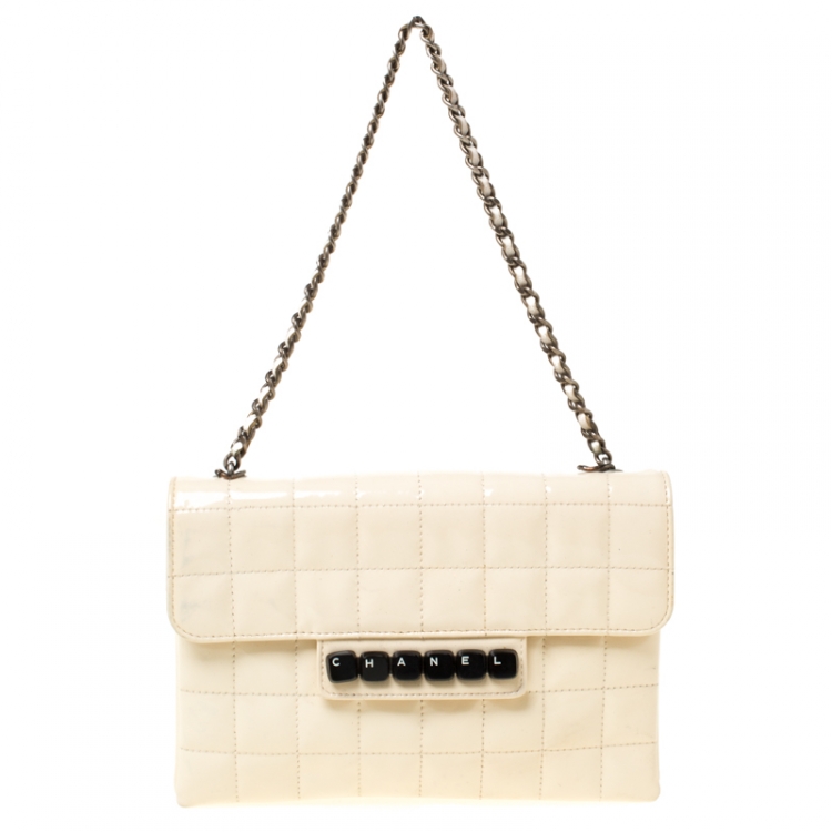 Chanel Cream Chocolate Bar Quilted Patent Leather Keyboard Flap Bag Chanel  | The Luxury Closet