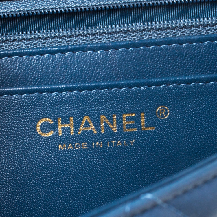 Pre Owned Chanel Teal Blue Quilted Leather Jumbo Classic Single Flap Bag