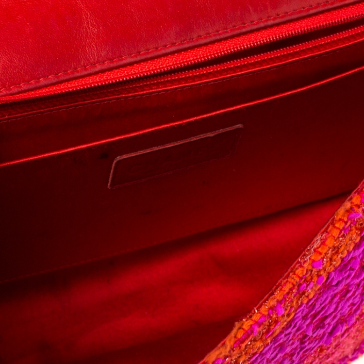 Pre Owned Chanel Multicolor Tweed Medium Classic Single Flap Bag