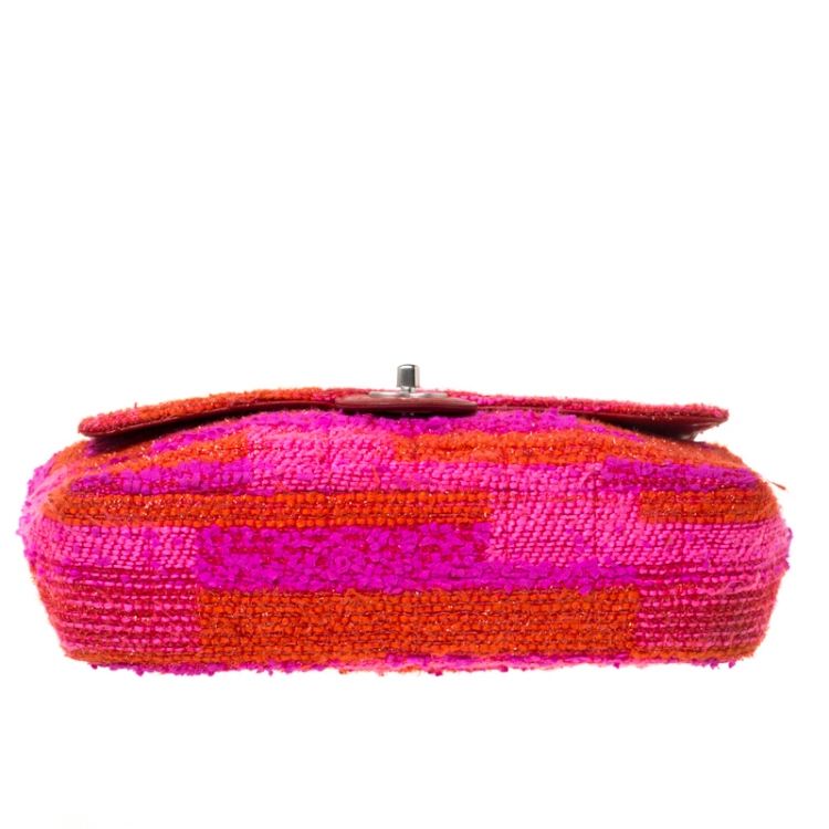 Pre Owned Chanel Multicolor Tweed Medium Classic Single Flap Bag
