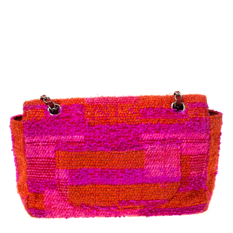 Pre Owned Chanel Multicolor Tweed Medium Classic Single Flap Bag