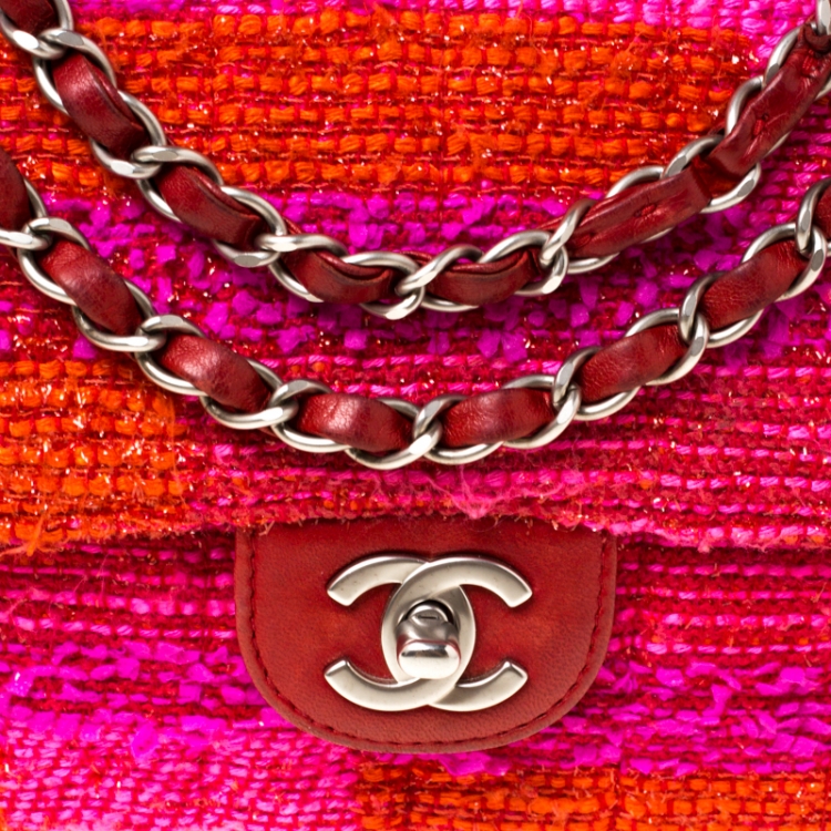 Pre Owned Chanel Multicolor Tweed Medium Classic Single Flap Bag