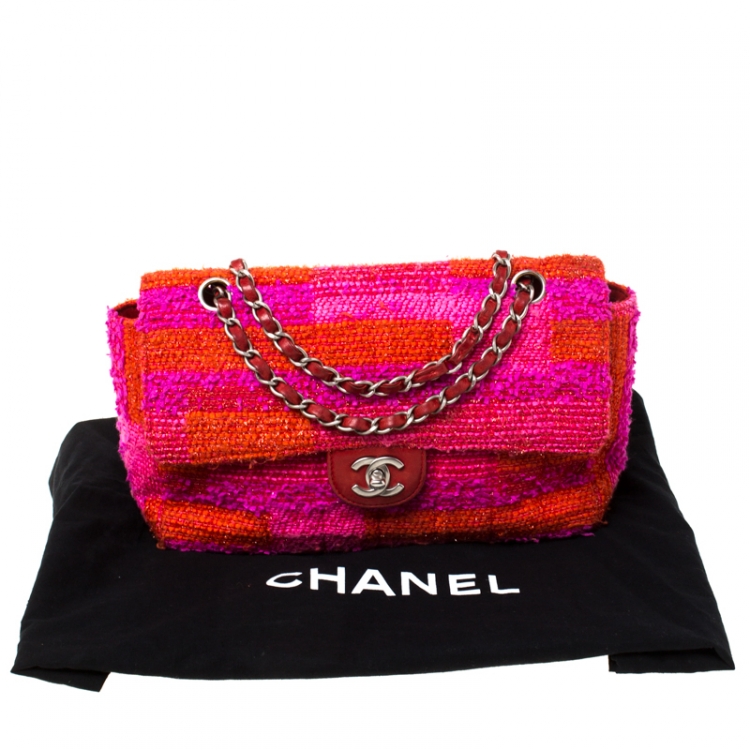 Pre Owned Chanel Multicolor Tweed Medium Classic Single Flap Bag
