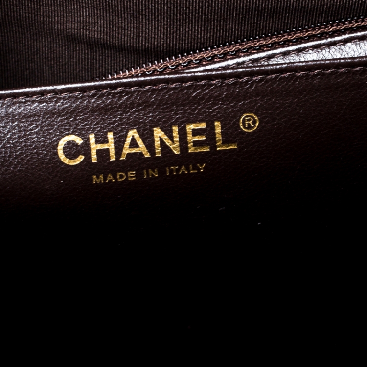 Pre Owned Chanel Brown Quilted Leather Maxi Classic Single Flap Bag