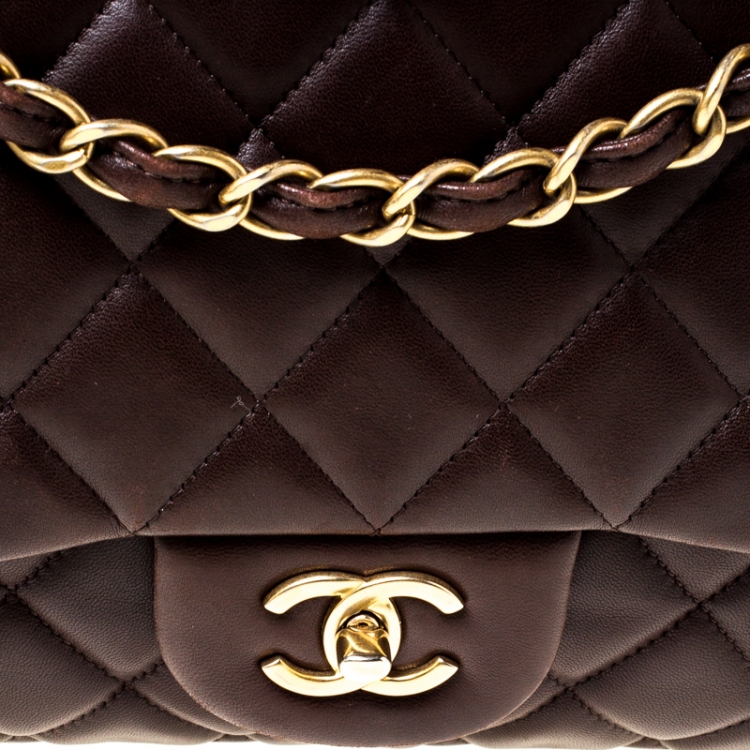 Pre Owned Chanel Brown Quilted Leather Maxi Classic Single Flap Bag