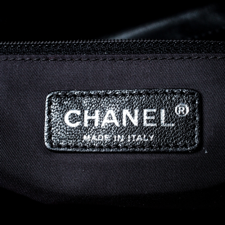 Pre Owned Chanel Black Quilted Coated Canvas Paris Biarritz Grand Shopper Tote