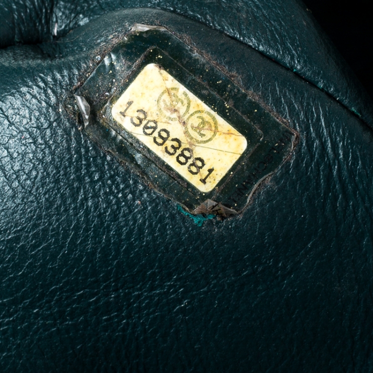 Pre Owned Chanel Green Quilted Leather Jumbo Classic Single Flap Bag
