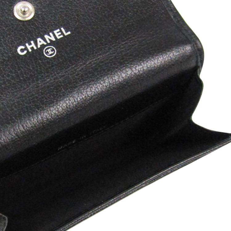 Chanel Black Camellia Embossed Leather Coin Purse Chanel