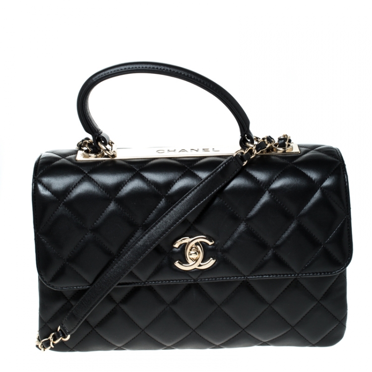Chanel Black Lambskin Leather Trendy CC Medium Top Handle Bag Chanel | TLC