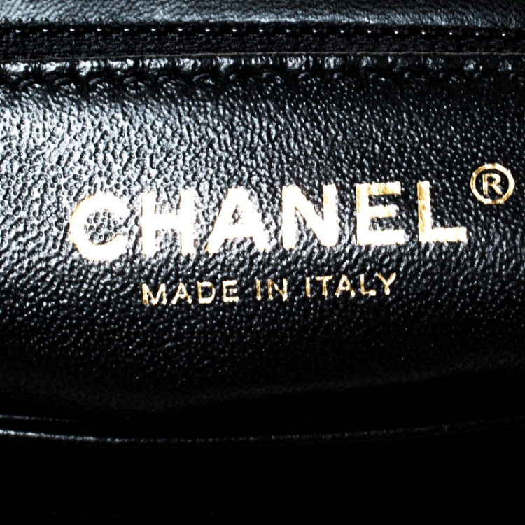 Pre Owned Chanel Black Lambskin Leather Trendy CC Medium Top Handle Bag