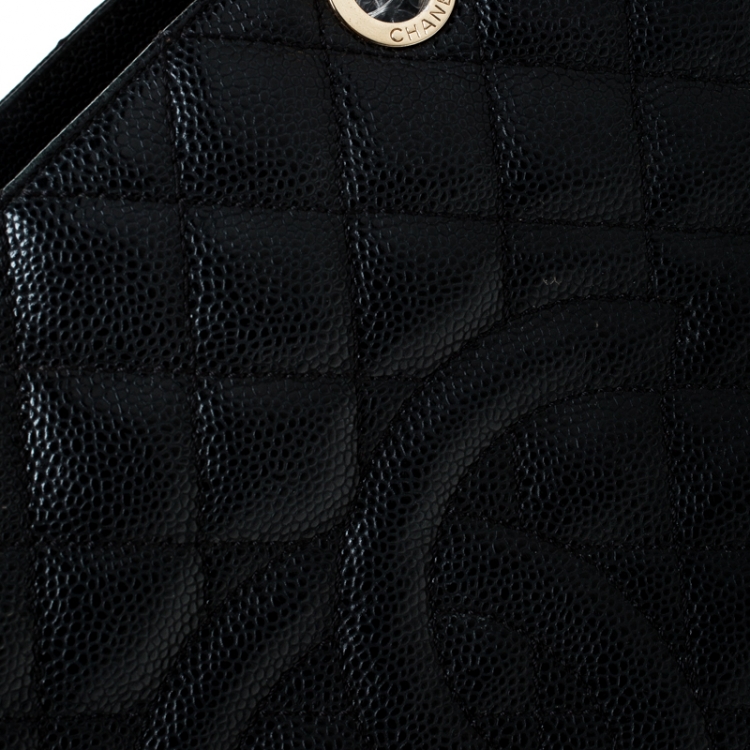 Pre Owned Chanel Black Quilted Caviar Leather Grand Shopper Tote
