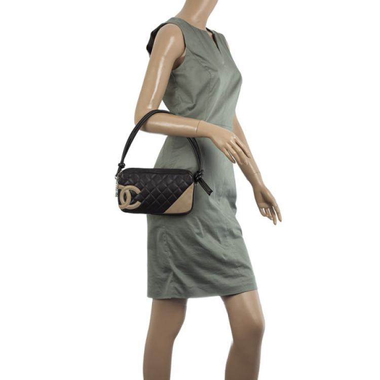 Chanel Black Beige Mini Cambon Bowler Tote Handbag