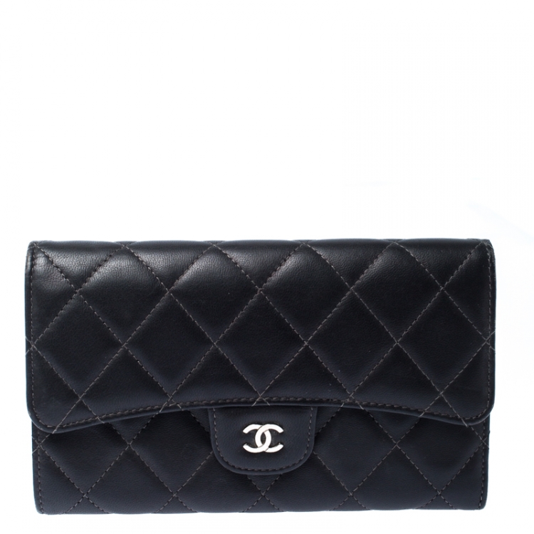 Chanel Black Quilted Leather Classic L Flap Wallet Chanel
