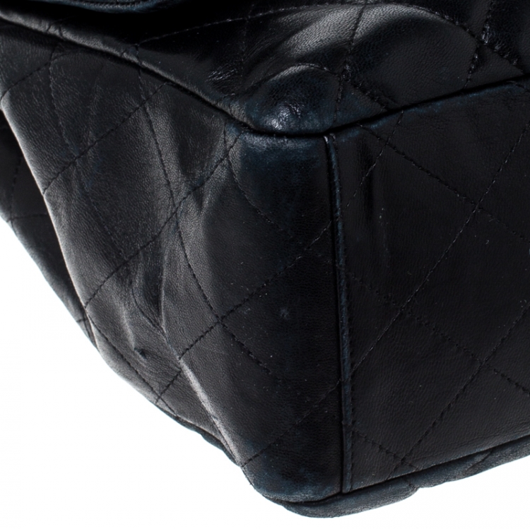Pre Owned Chanel Black Quilted Leather Maxi Classic Single Flap Bag