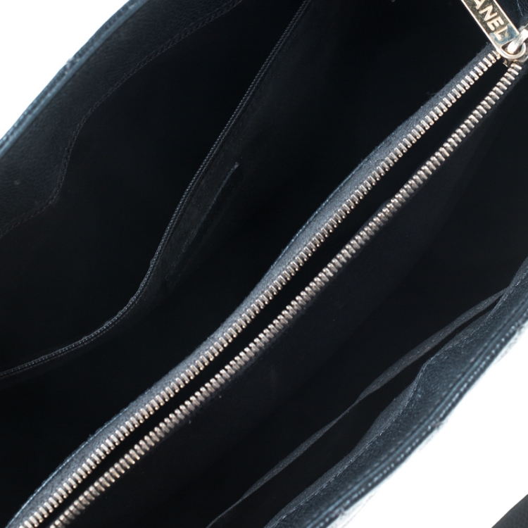 Pre Owned Chanel Black Quilted Caviar Leather Grand Shopper Tote