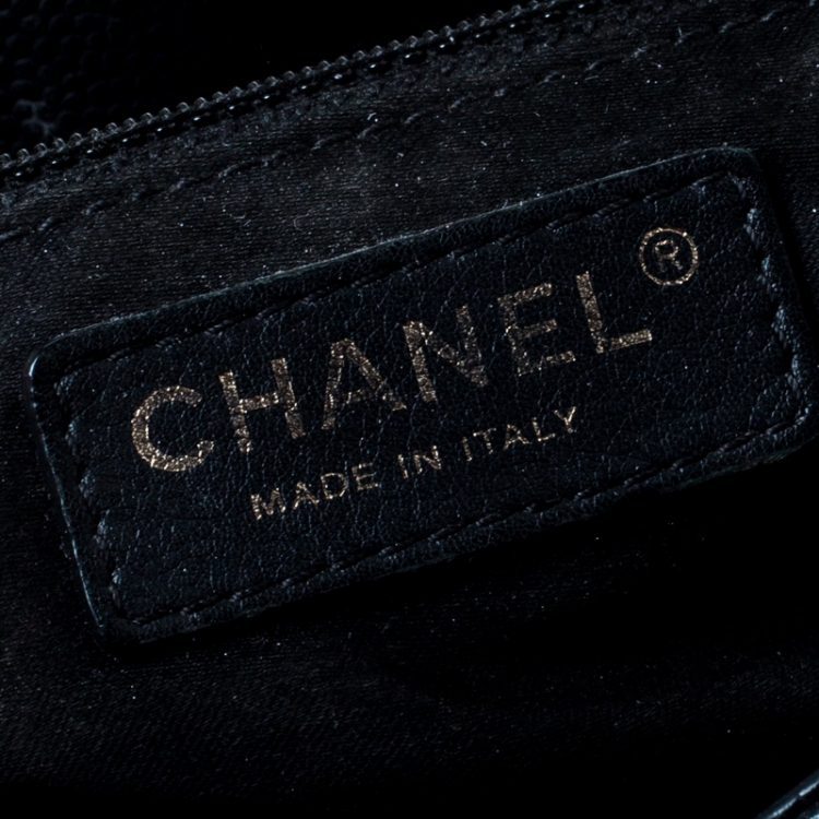 Pre Owned Chanel Black Quilted Caviar Leather Grand Shopper Tote