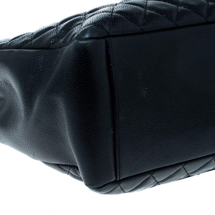 Pre Owned Chanel Black Quilted Caviar Leather Grand Shopper Tote