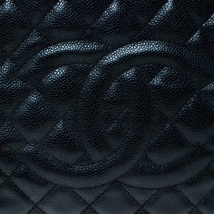 Pre Owned Chanel Black Quilted Caviar Leather Grand Shopper Tote