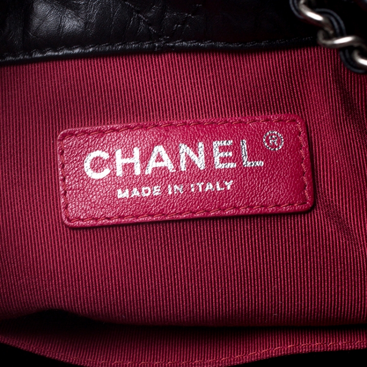 Pre Owned Chanel Black Lambskin Leather Small Gabrielle Backpack