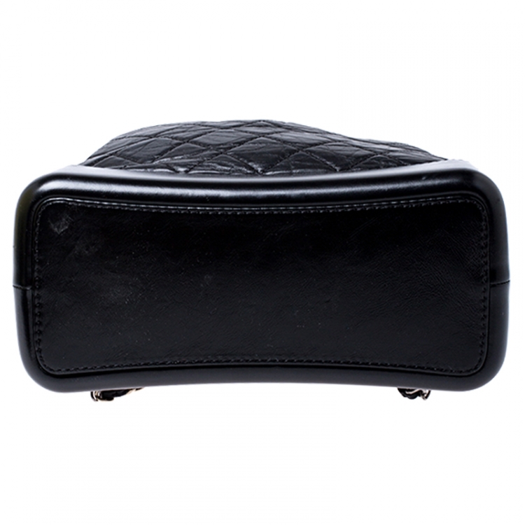 Pre Owned Chanel Black Lambskin Leather Small Gabrielle Backpack