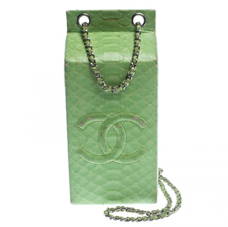 Chanel Light Green Python Lait de Coco Minaudiere Box Chanel
