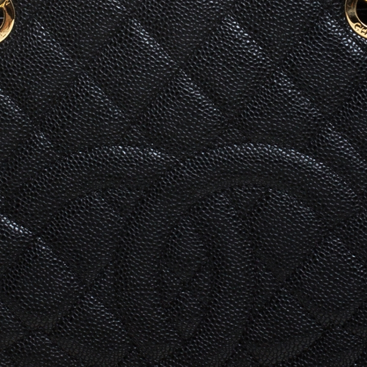 Pre Owned Chanel Black Quilted Caviar Leather Grand Shopping Tote